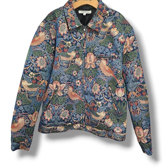 Pacsun men's multicolor Jacquard Floral paisley Gas zippered Jacket large - Picture 1 of 12